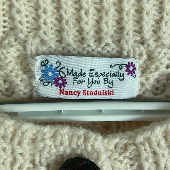 Fabulous Handmade Irish Fisherman Intricate Cable Knit Sweater Ivory Sz Small - Picture 3 of 10